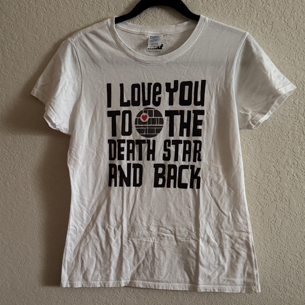 I Love You To The Death Star And Back Star Wars Tee Shirt Top Size Medium